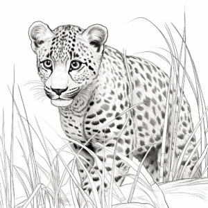 Cheetah in their Natural Habitat Coloring Pages 4