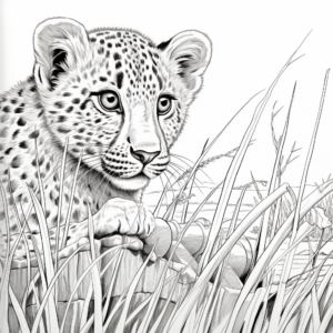 Cheetah Spotting: Binocular View Coloring Sheets 1