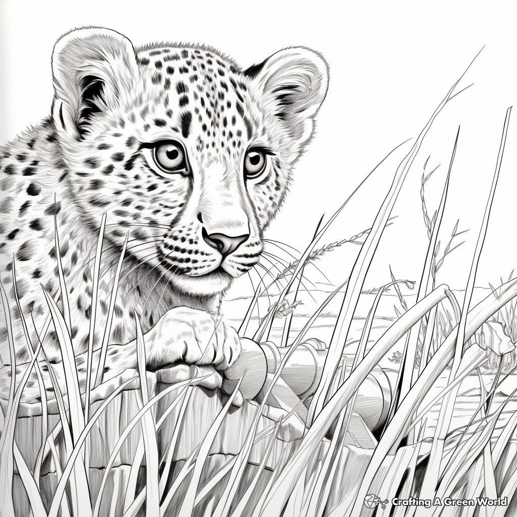 Cheetah Spotting: Binocular View Coloring Sheets 1