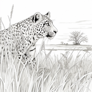 Cheetah Spotting: Binocular View Coloring Sheets 3