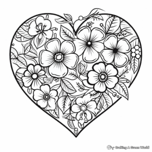 Cherry Blossom and Heart Patterns Coloring Pages 4