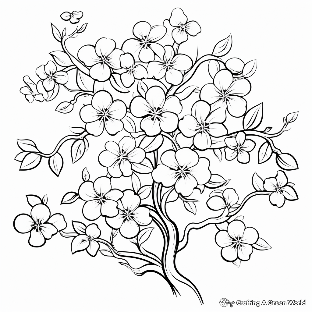 Cherry Blossoms in Full Bloom Coloring Pages 1