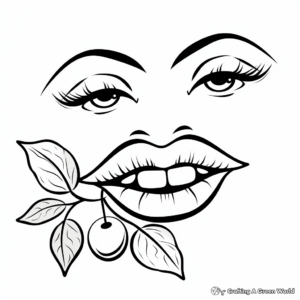 Cherry Kiss Lips Coloring Pages for Children 2