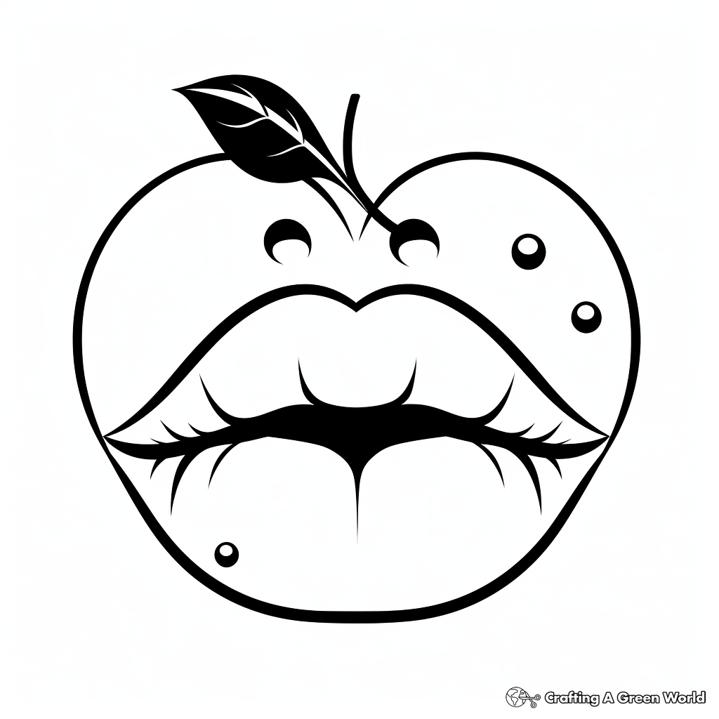 Cherry Kiss Lips Coloring Pages for Children 4