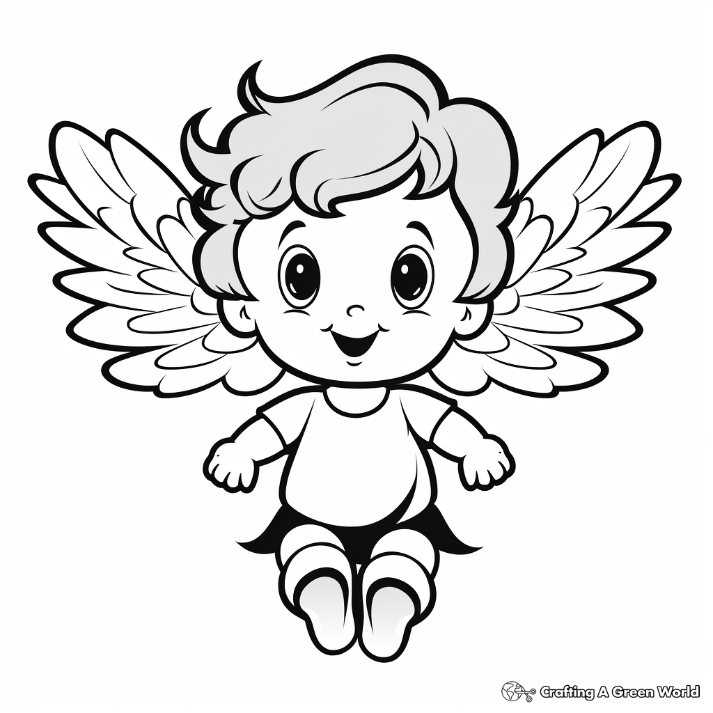 Cherub Heart with Wings Coloring Sheets 3