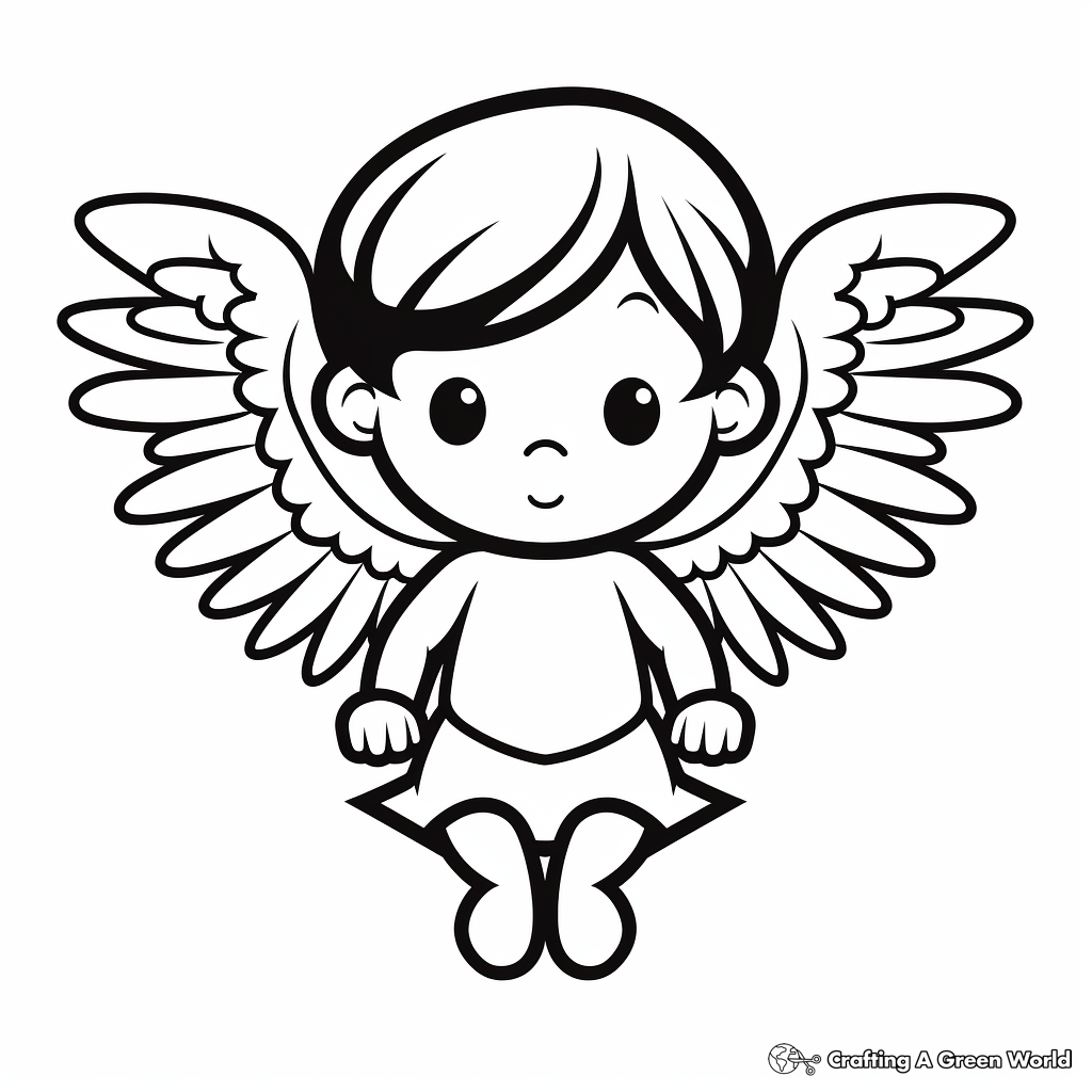 Cherub Heart with Wings Coloring Sheets 4