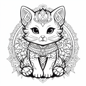 Cherubic Cherub Cat Mandala Coloring Pages 3