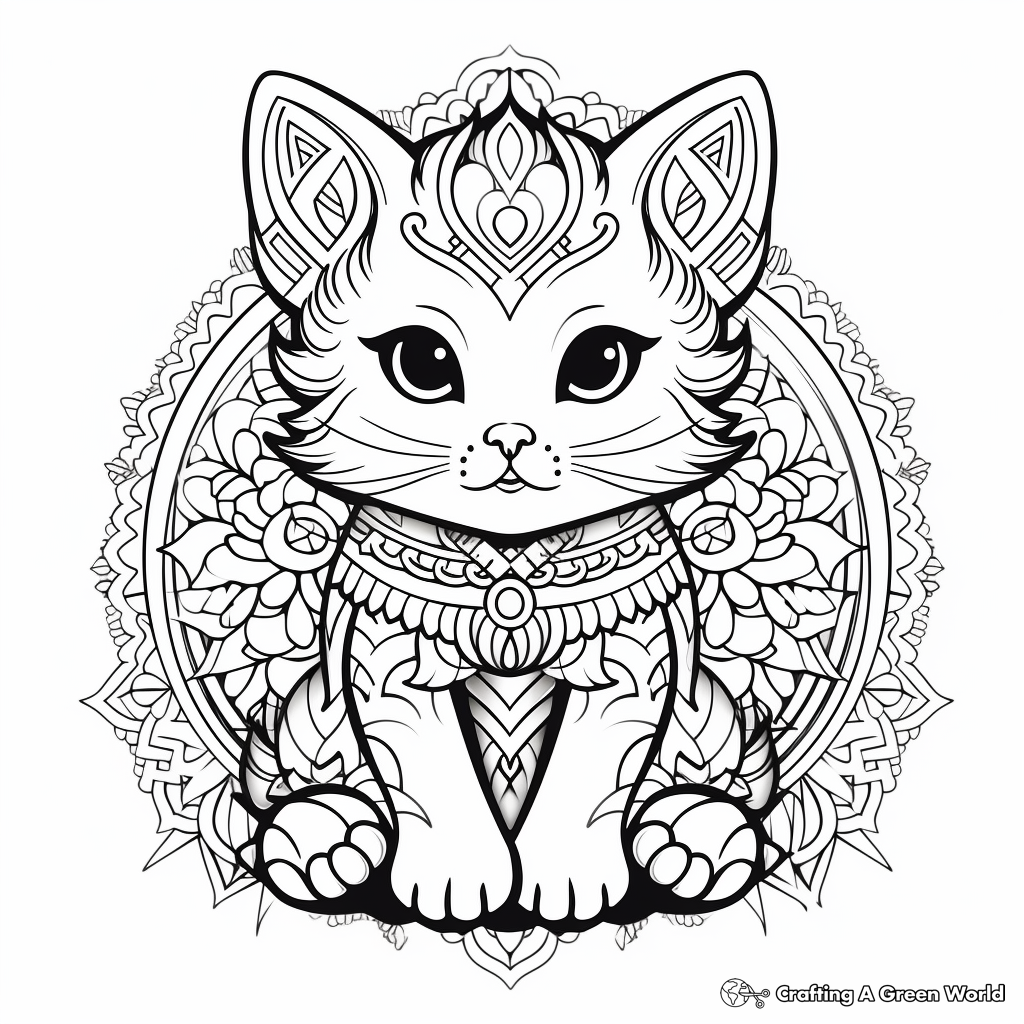 Cherubic Cherub Cat Mandala Coloring Pages 3