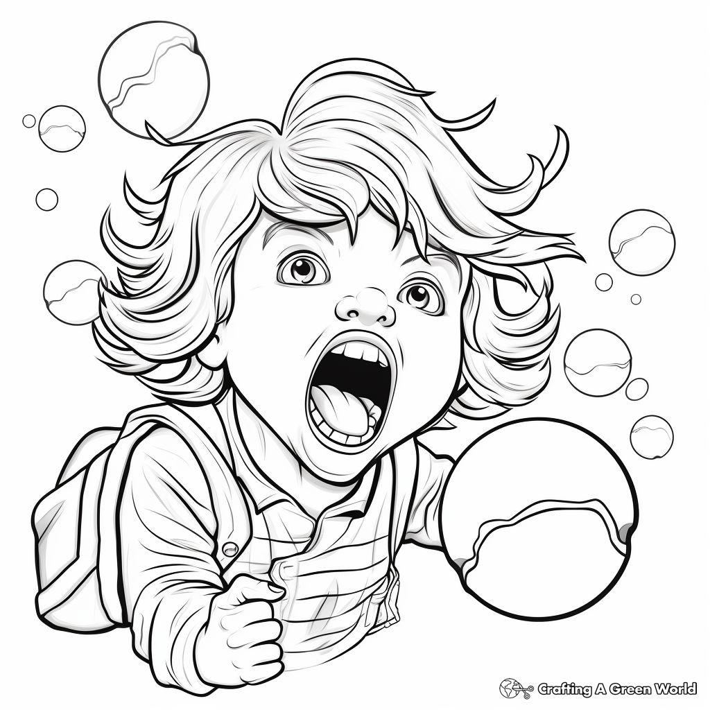 Chewing Bubble Gum Coloring Pages for Kids 4
