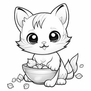 Chibi Cat and Food Coloring Pages 2