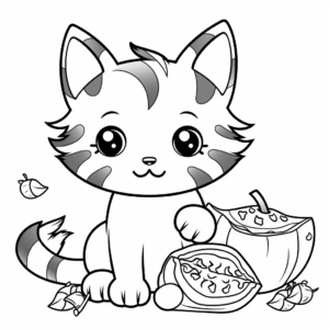 Chibi Cat and Food Coloring Pages 3