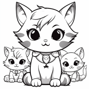 Chibi Cat and Friends Coloring Pages 2
