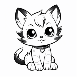 Chibi Cat Doing Activities Coloring Pages 3