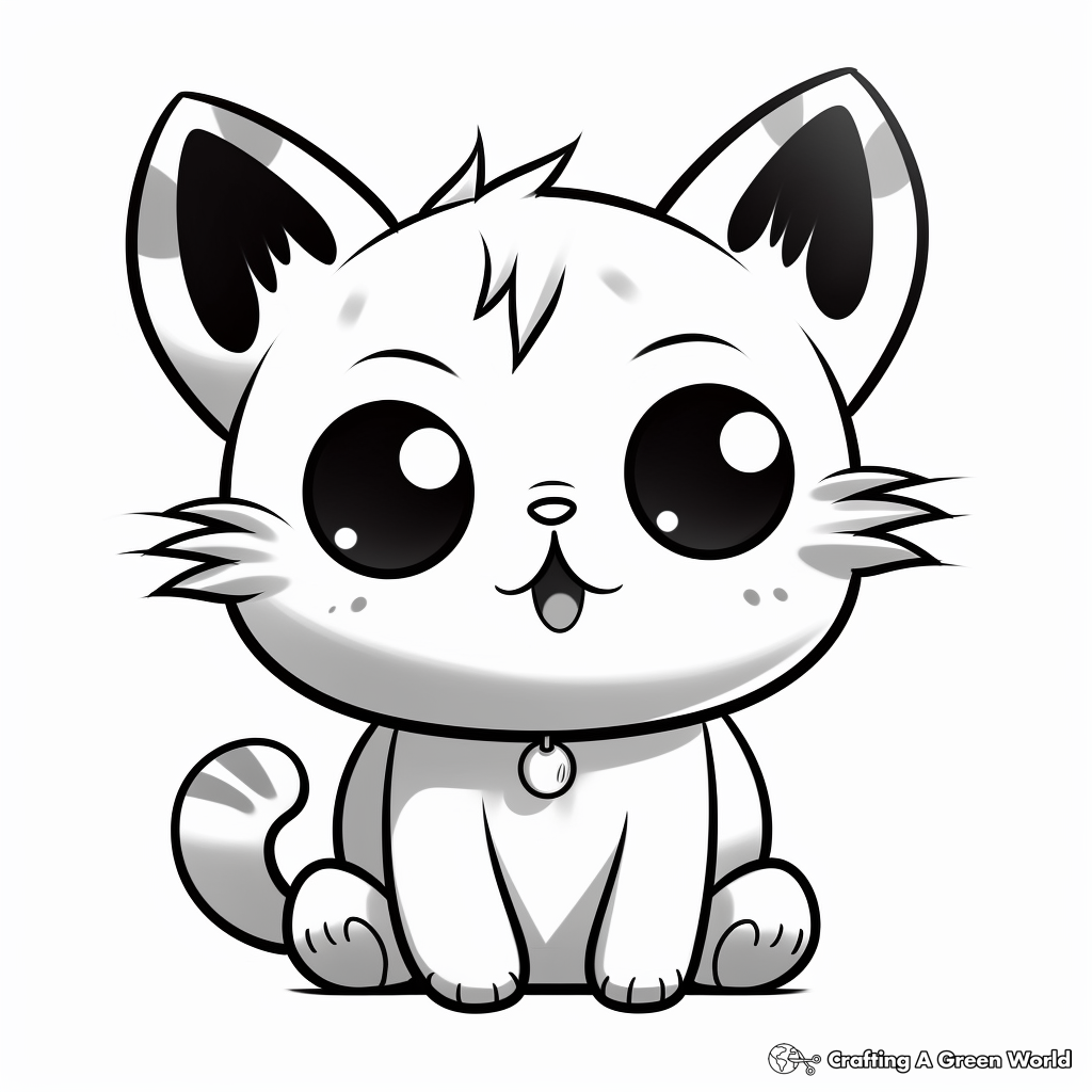 Chibi Cat Expressions Coloring Pages 2