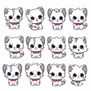 Chibi Cat Expressions Coloring Pages 4