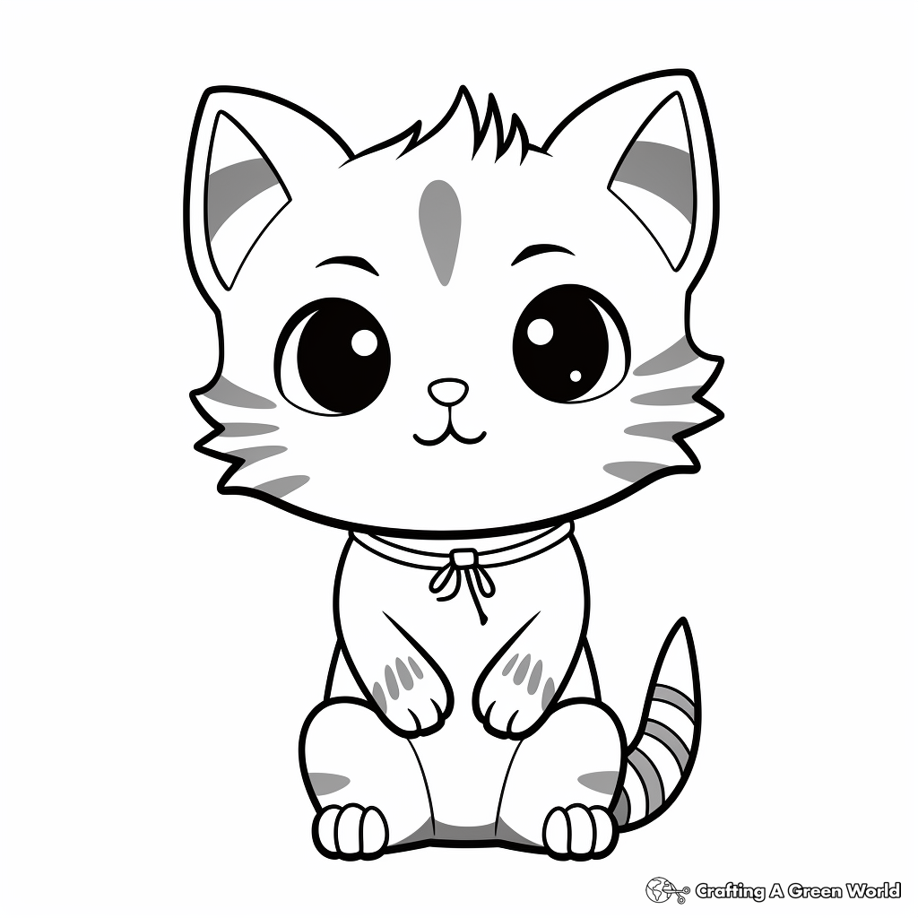 Chibi Cat in Cute Postures Coloring Sheets 2