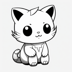 Chibi Cat in Cute Postures Coloring Sheets 3