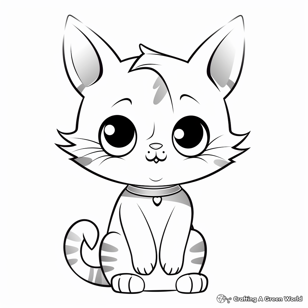 Chibi Cat in Cute Postures Coloring Sheets 4
