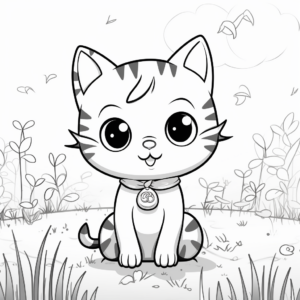 Chibi Cat in Nature Coloring Pages 2
