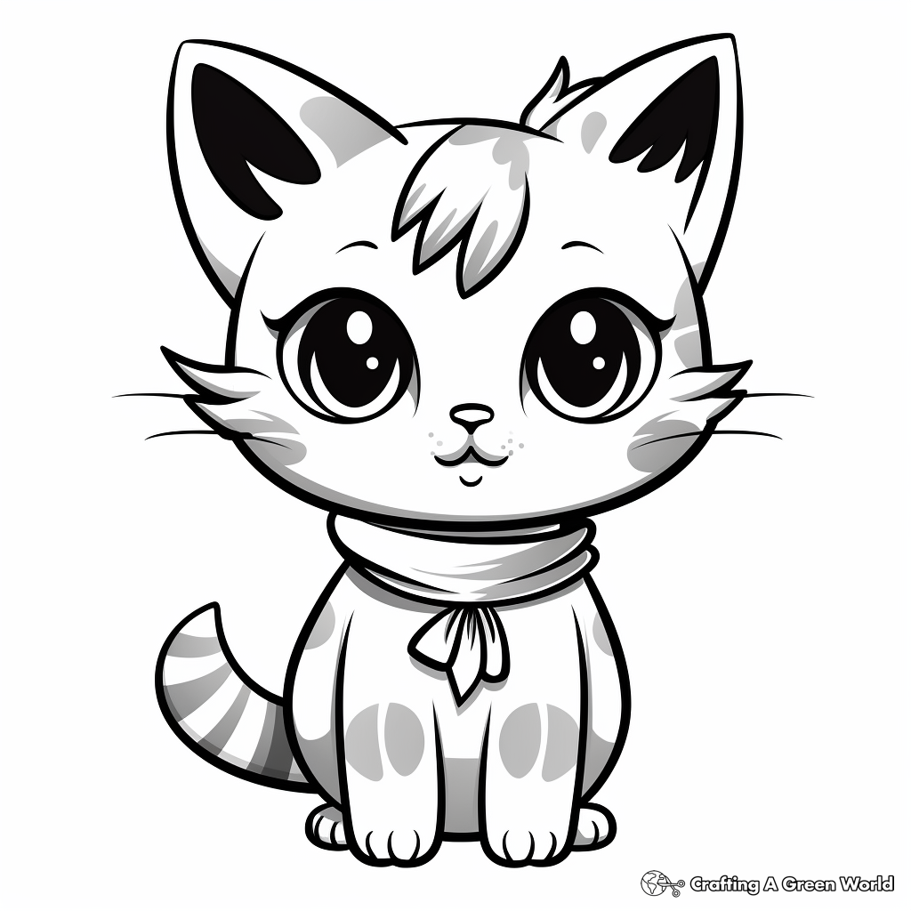 Chibi Cat in Seasons Coloring Pages 1