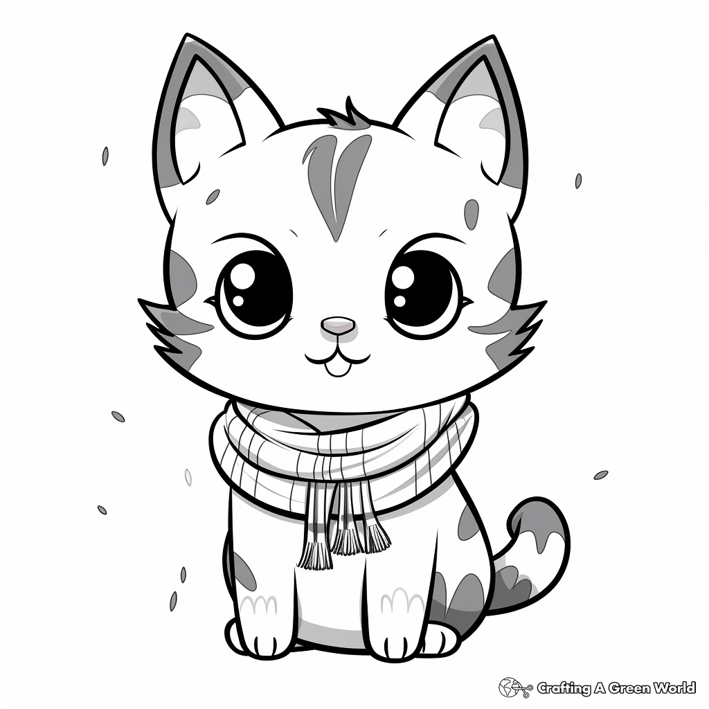 Chibi Cat in Seasons Coloring Pages 4