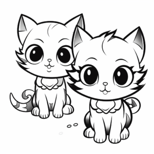 Chibi Cat Kittens Coloring Pages 1