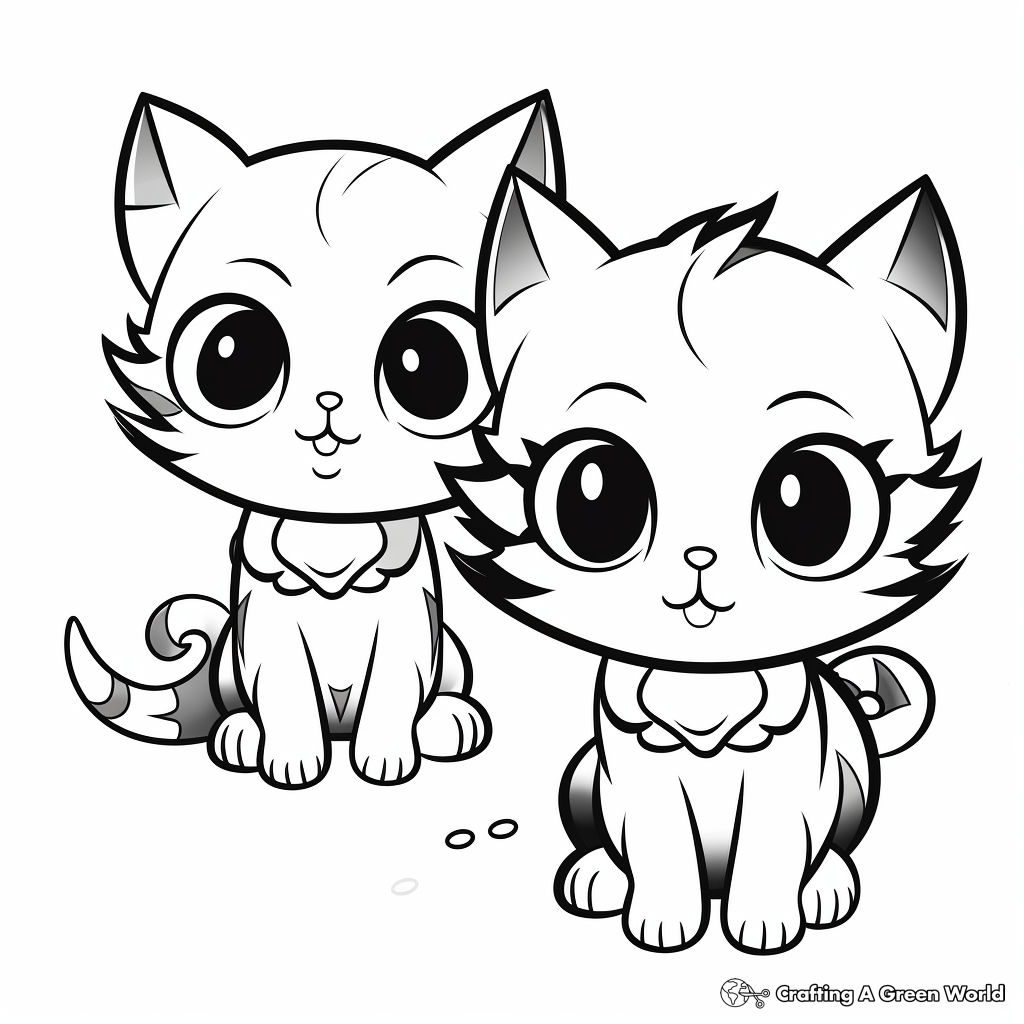 Chibi Cat Kittens Coloring Pages 1