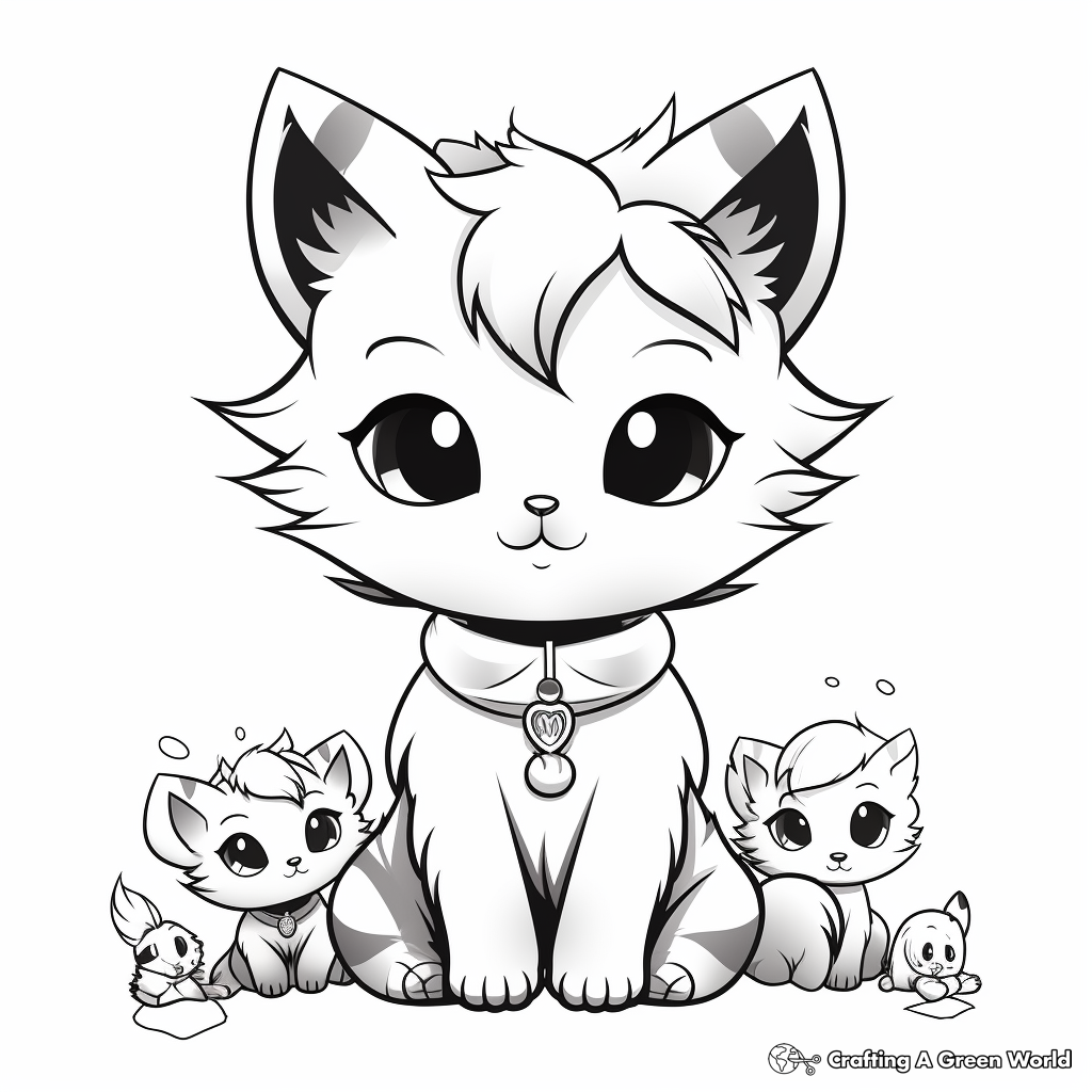 Chibi Cat Kittens Coloring Pages 2