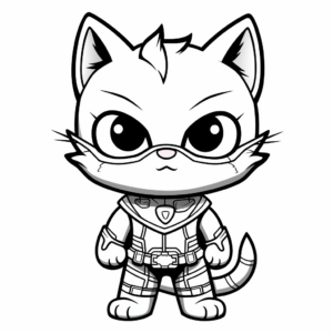 Chibi Cat Superhero Coloring Pages 1