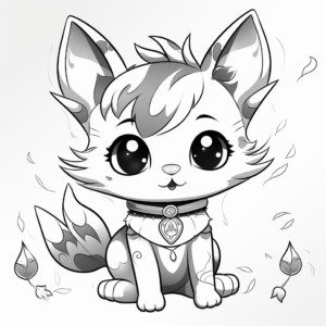 Chibi Cat with Magical Elements Coloring Pages 4