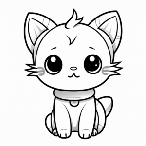 Chibi Style Kawaii Cat Coloring Pages 3