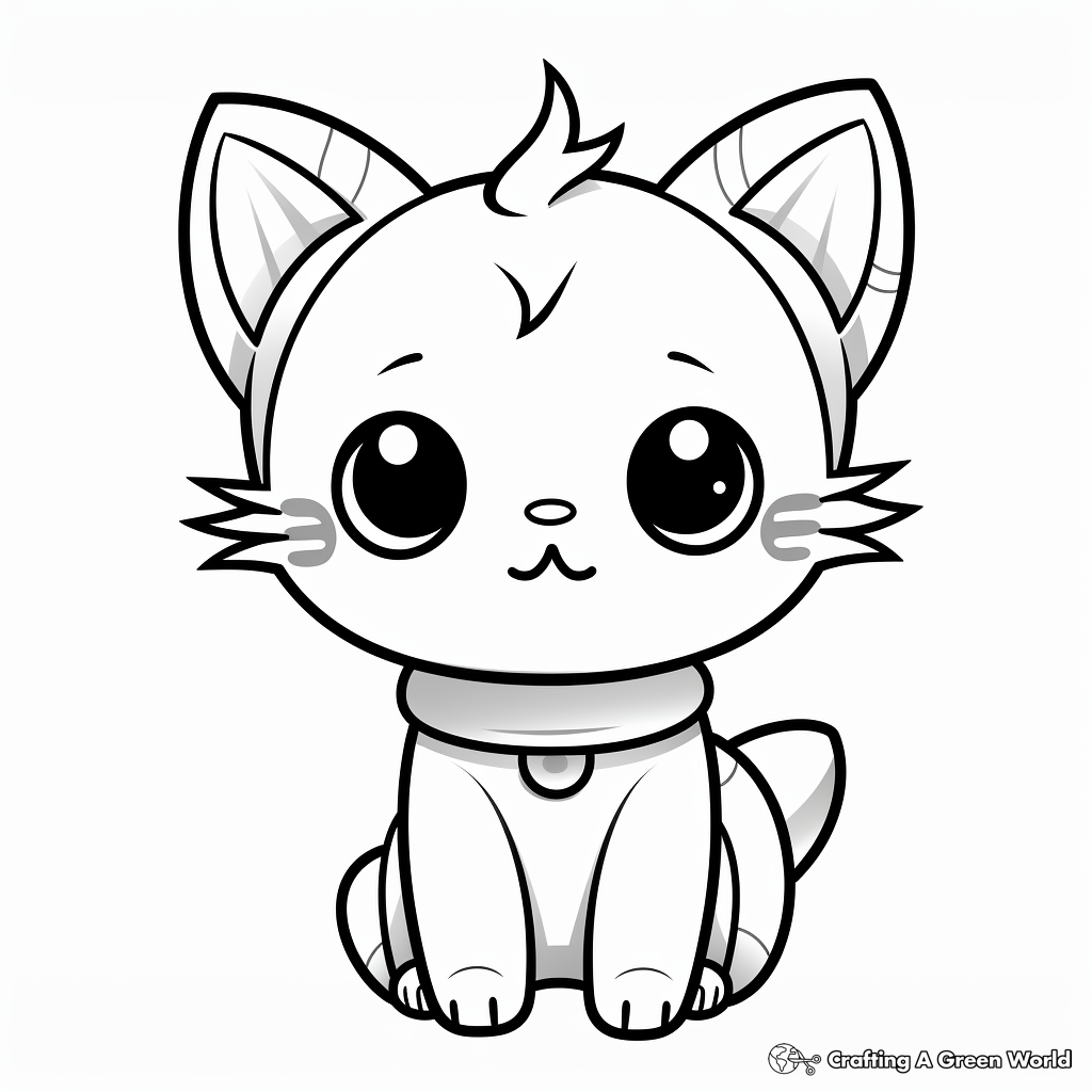 Chibi Style Kawaii Cat Coloring Pages 3