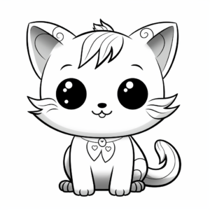 Chibi Style Kawaii Cat Coloring Pages 4