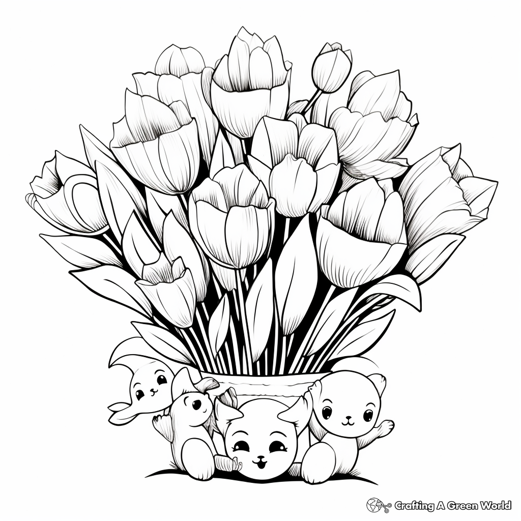 Chic Tulip Bouquet Coloring Pages 2