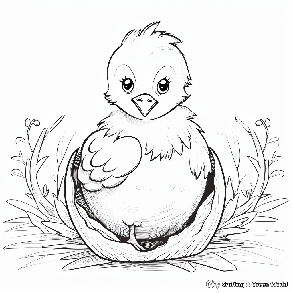 Chick Hatching: Springtime Coloring Pages 1