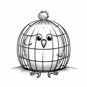 Chick in Small Bird Cage Coloring Pages 2