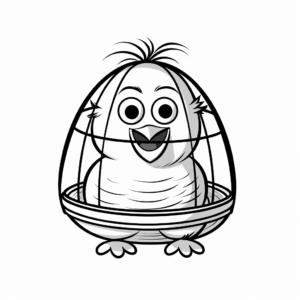 Chick in Small Bird Cage Coloring Pages 3