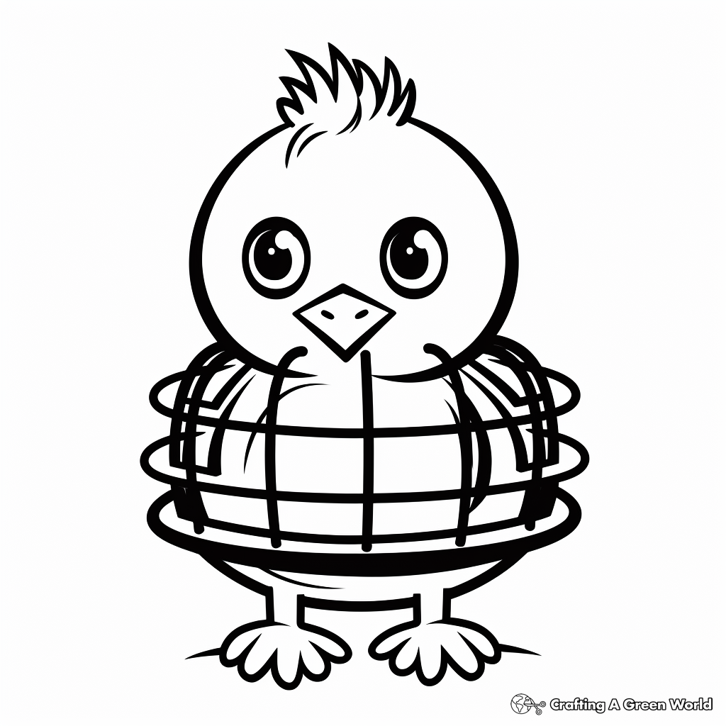 Chick in Small Bird Cage Coloring Pages 4