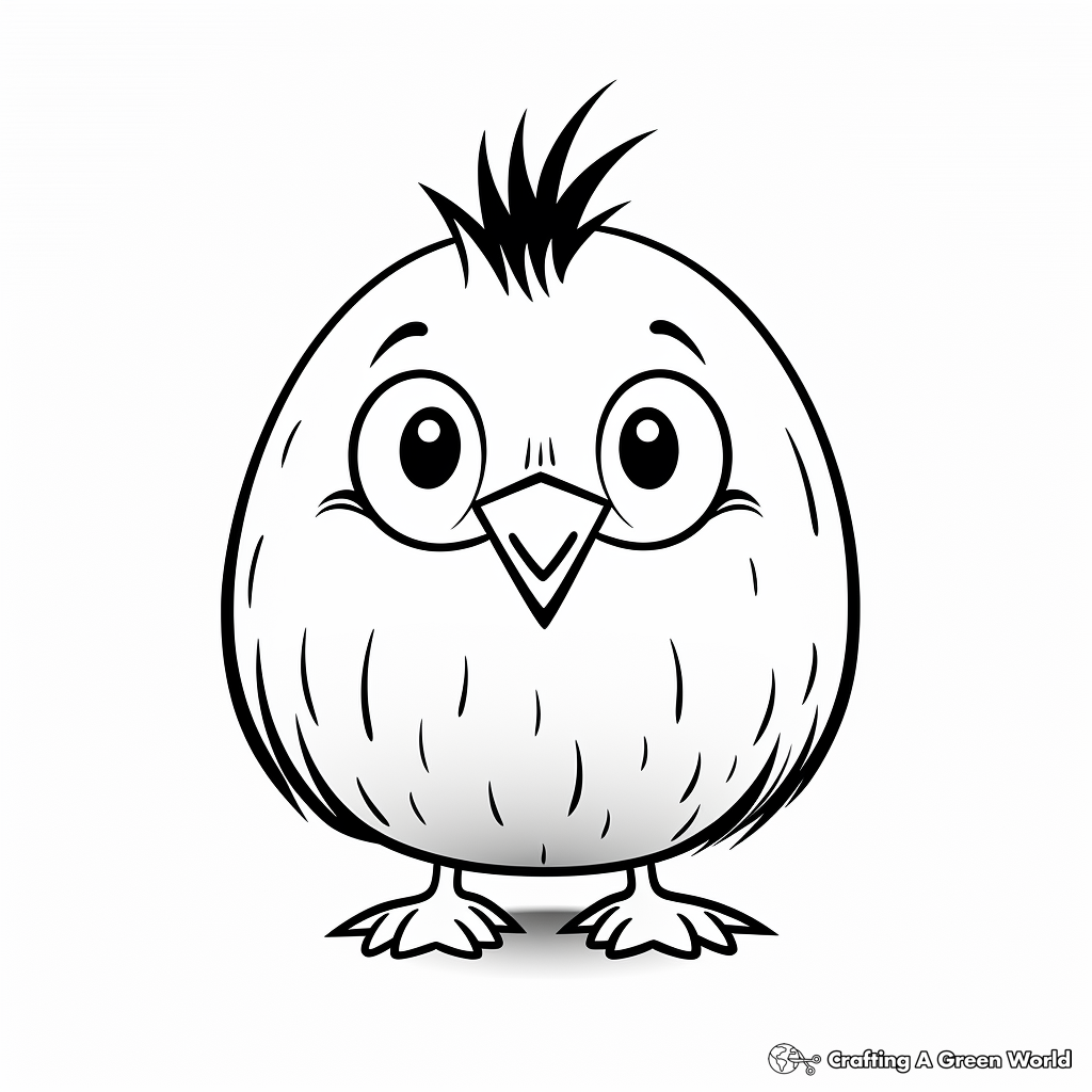 Chick of Kiwi Bird Simple Coloring Pages 1