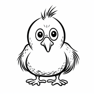 Chick of Kiwi Bird Simple Coloring Pages 4