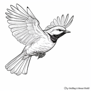 Chickadee in Flight: Action Coloring Pages 2