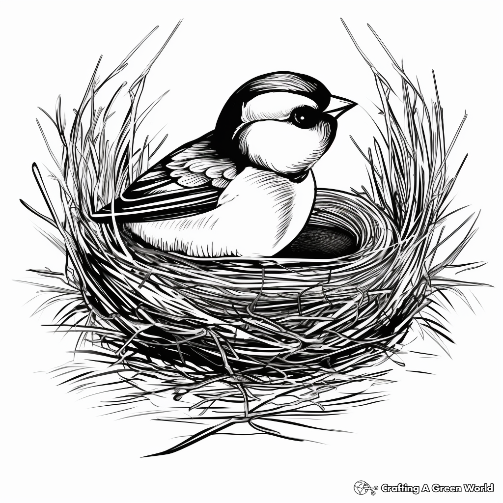 Chickadee Nest Artistic Coloring Pages 2