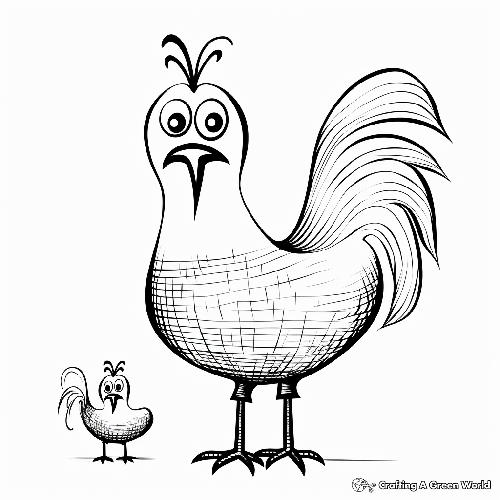 Chicken and Rooster Relationship Coloring Pages 1