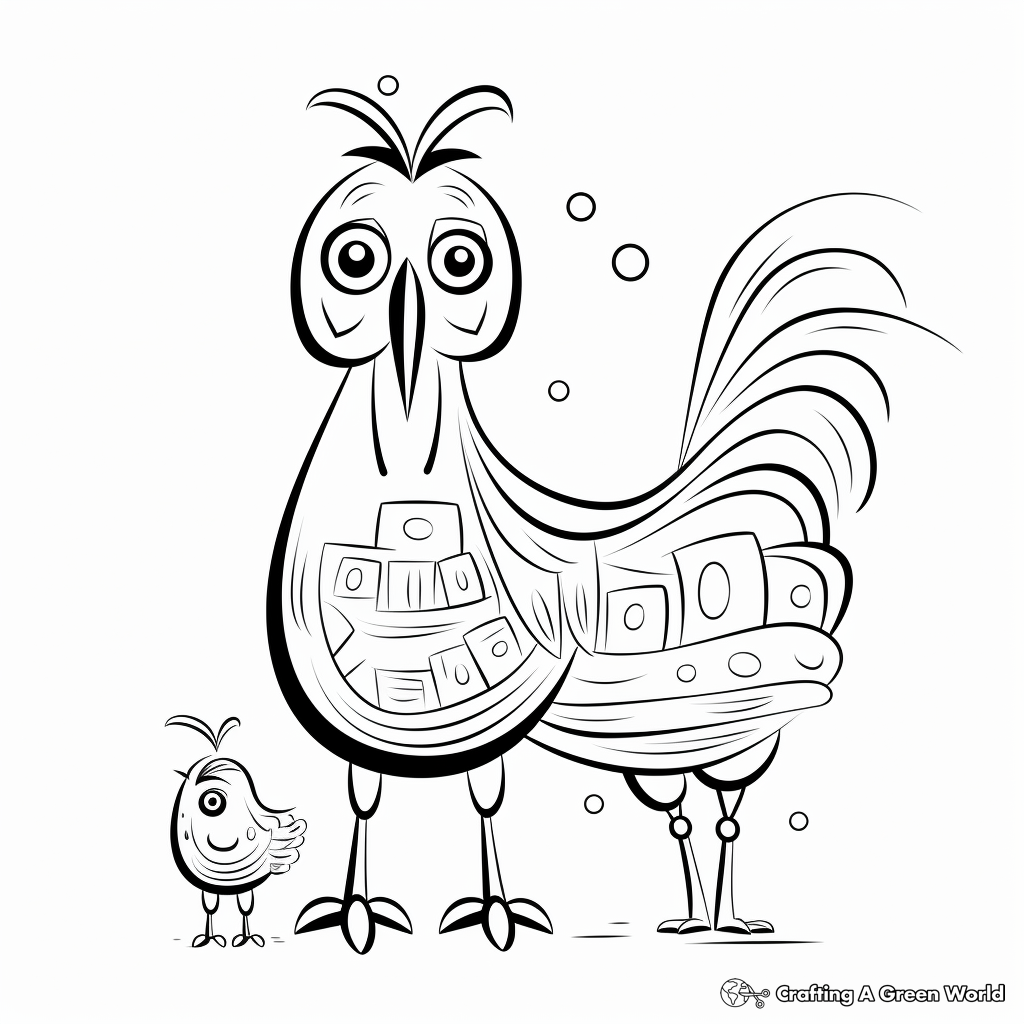 Chicken and Rooster Relationship Coloring Pages 2
