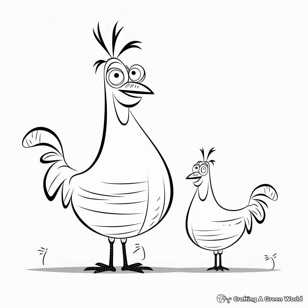 Chicken and Rooster Relationship Coloring Pages 3