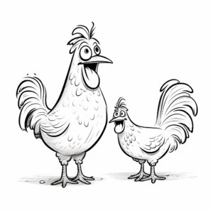 Chicken and Rooster Relationship Coloring Pages 4
