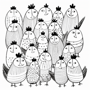 Chickens in a Row: Fun Pattern Coloring Pages 2