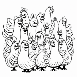 Chickens in a Row: Fun Pattern Coloring Pages 3