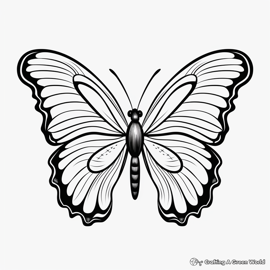 Child-friendly Blue Morpho Butterfly Coloring Pages 1