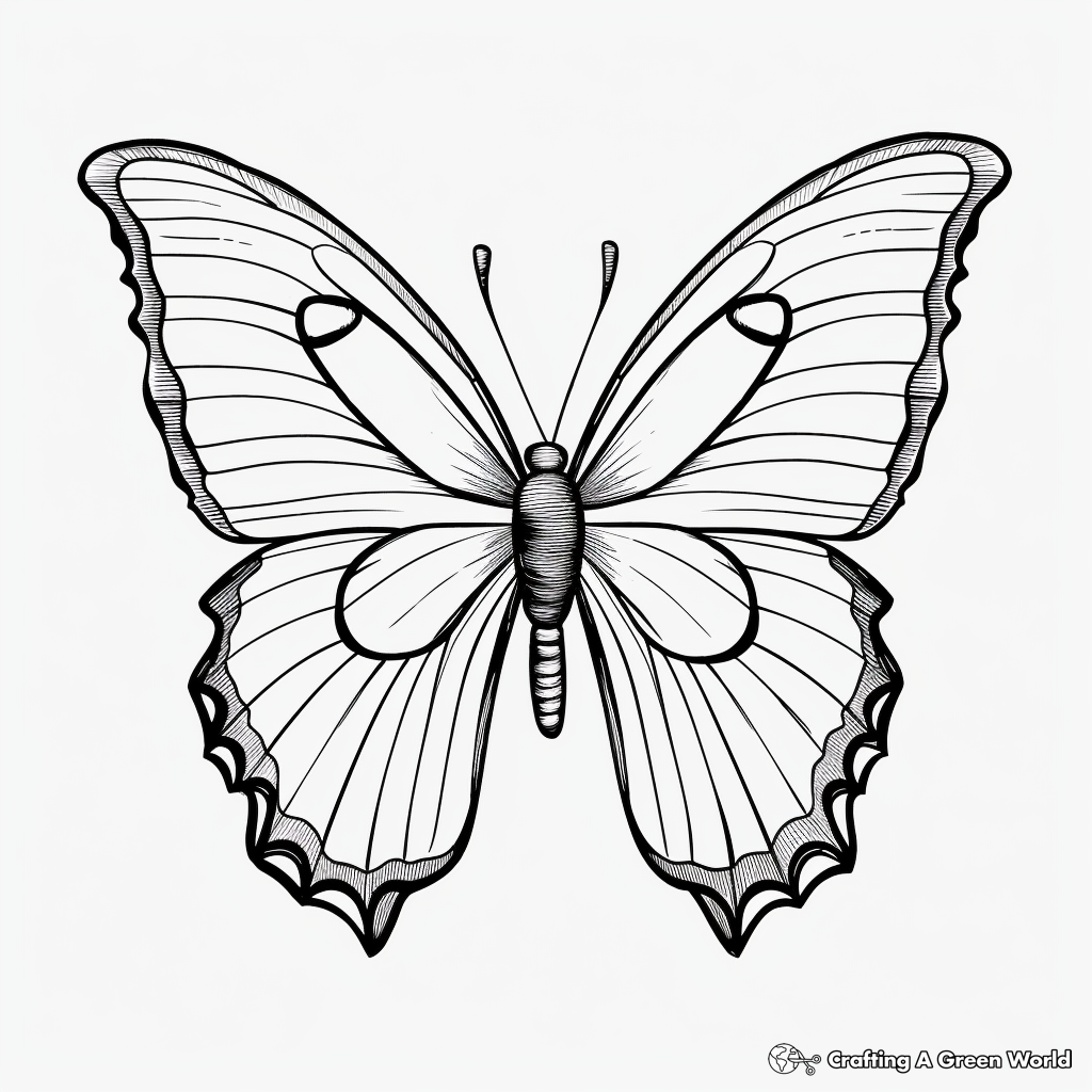 Child-friendly Blue Morpho Butterfly Coloring Pages 3